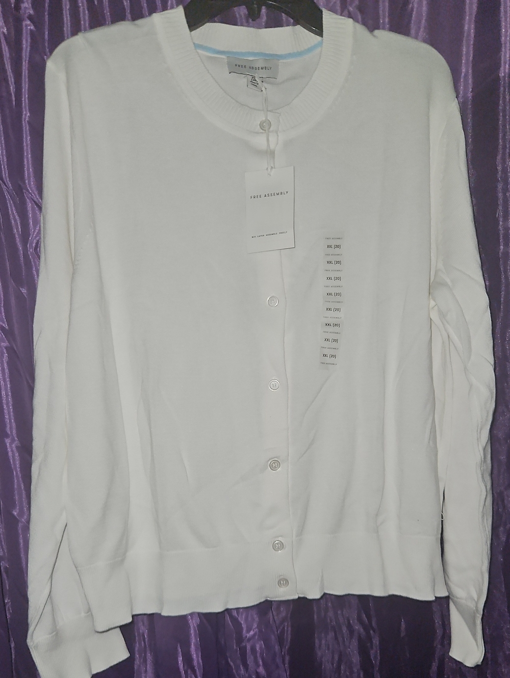 Free Assembly Women's White Button-Up Cardigan Sweater